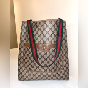 Vintage Gucci GG Supreme Sherry Line Web Tote